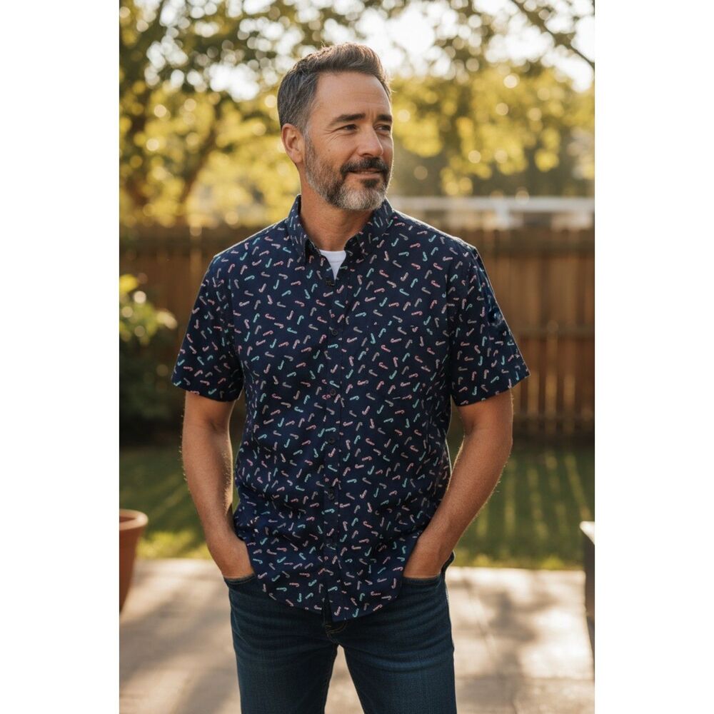 Men’s XL Christmas Candy Cane Shirt – New Without Tags